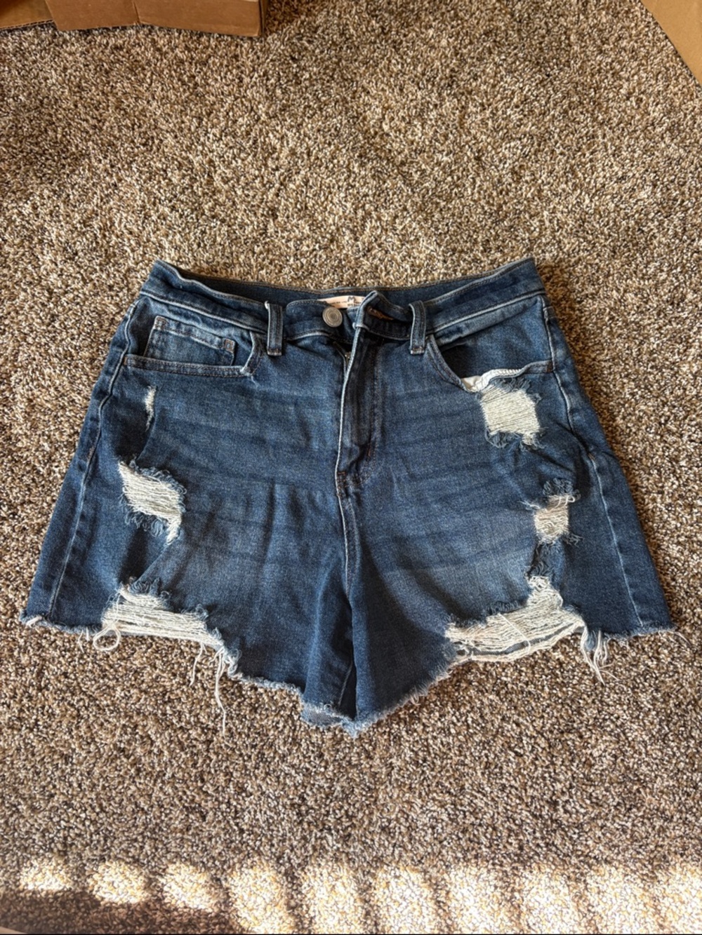 Dark Blue Distressed Denim Women’s Shorts SO